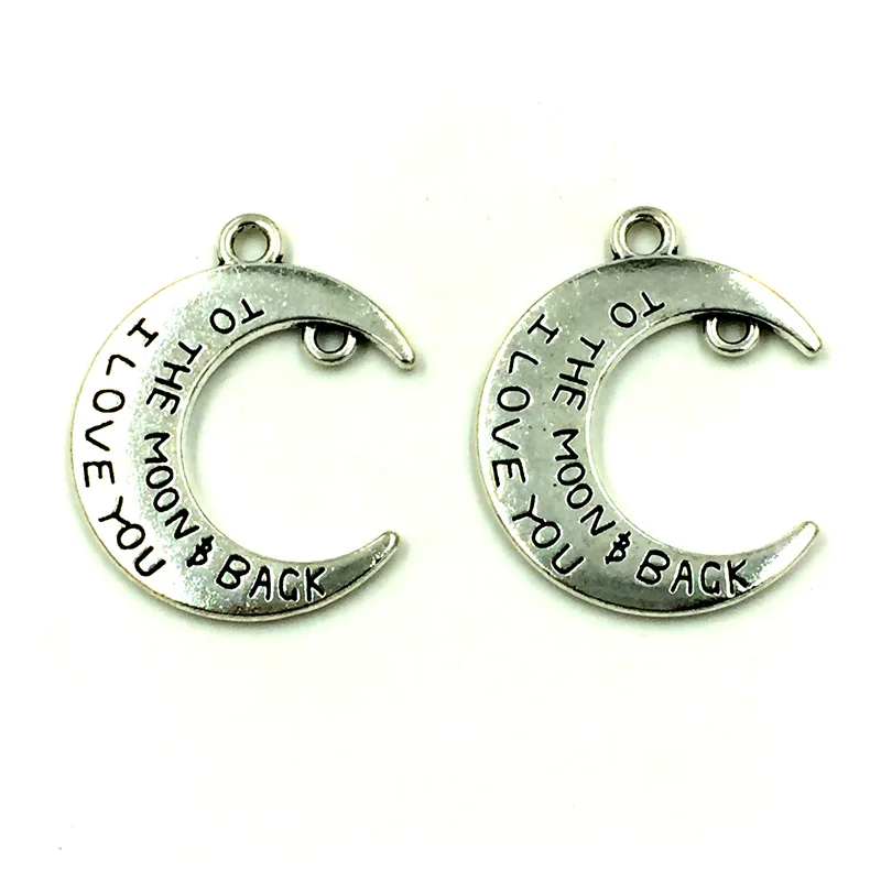 

10Pcs Connectors Antique Silver Tone Moon Crescent Love Charms Pendants Jewelry Making Findings 34mm