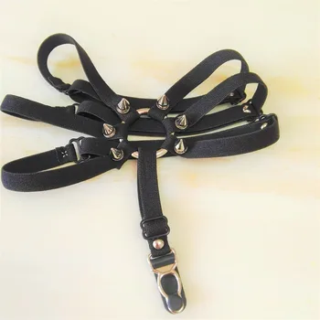 

Fashion Harajuku Handmade Sexy Punk Rock Studded Rivets Elastic Leg Ring Garter Belt Free Shipping Party show ZPLG022