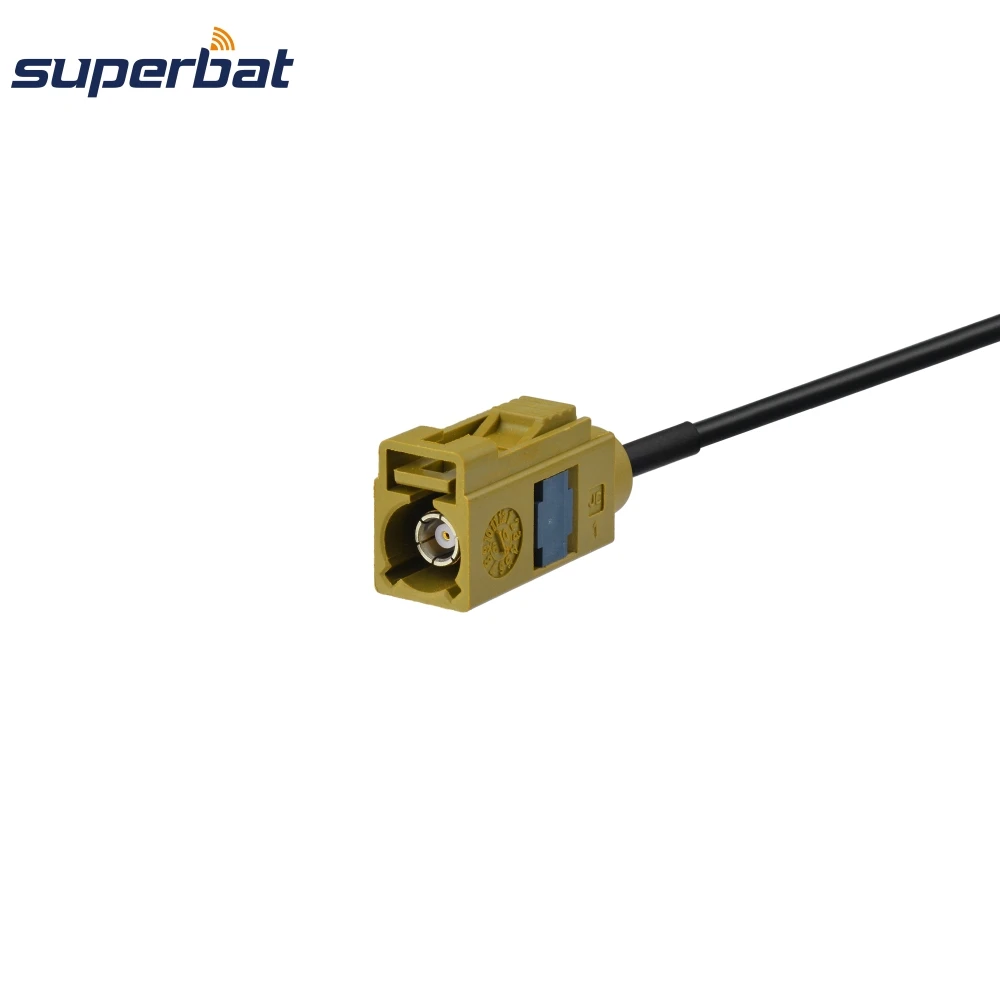 Superbat 6'' Fakra K Code Female Universal Wire to AM/FM Male Antenna Adapter Cable RG174 15cm