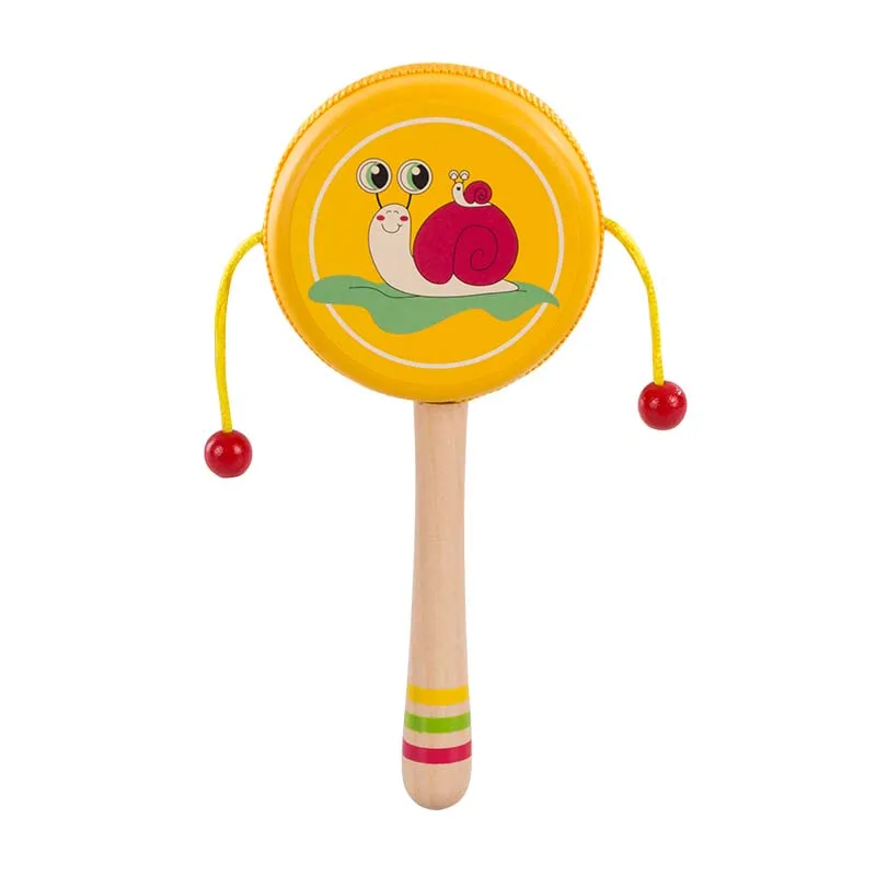 Деревянная Ручная детская погремушка, игрушка для детей, раннего обучения, слуховой игровой барабан, игрушка-животное для младенцев, PHOOHI - Цвет: Snail