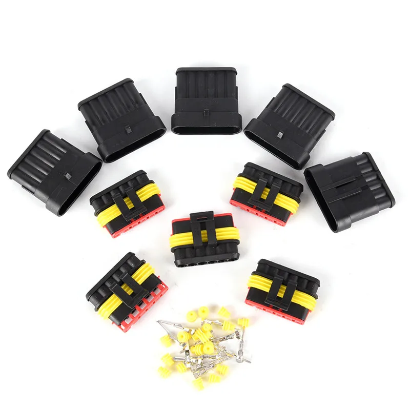 

New 5set Car Motorcycle for HID LED Light fog lamp Car Part 6 Pin Way Sealed Waterproof Electrical Wire Auto Connector Plug Set