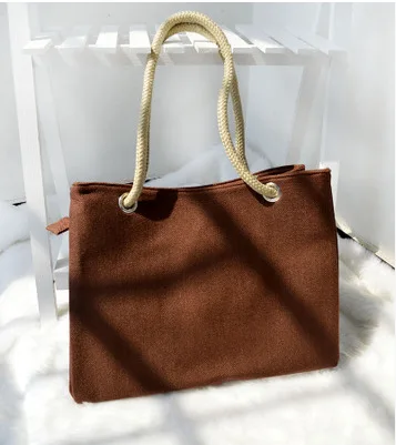 Модная женская льняная сумка большая сумка для покупок большая корзина для отдыха летняя пляжная сумка тканая пляжная сумка на плечо JXY550 - Цвет: Коричневый