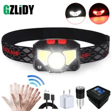 

Super bright LED Headlamp Built-in inductive sensor rechargeable LED headlight with USB charging cable For running, fishing, etc