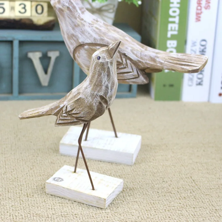 

Creative home living room study cabinet cabinet ornaments retro nostalgia wood birds(A300)