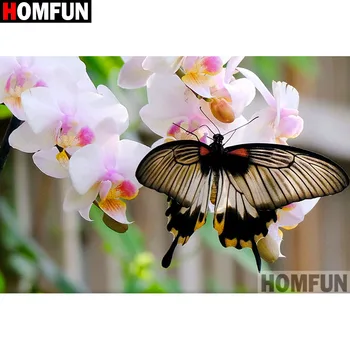 

HOMFUN Full Square/Round Drill 5D DIY Diamond Painting "Flower butterfly" 3D Embroidery Cross Stitch 5D Home Decor Gift A17417