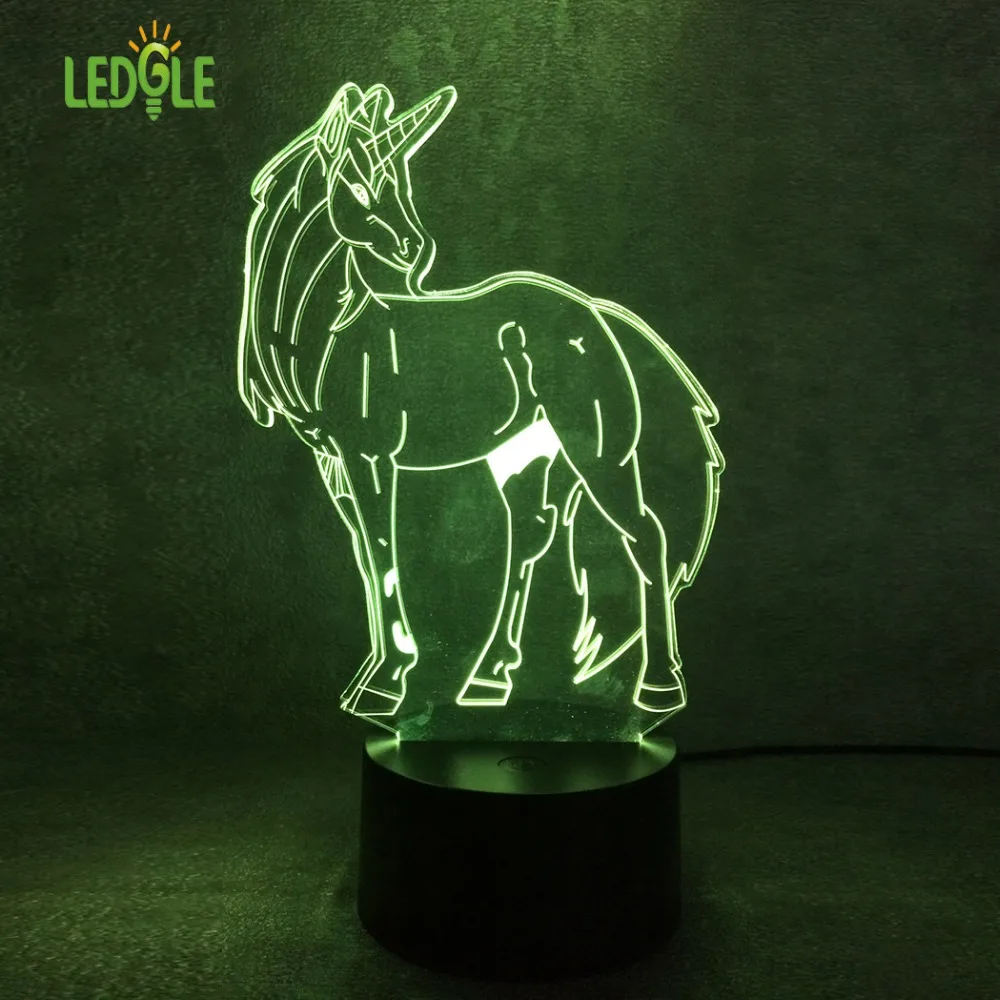 

LEDGLE 1.5W Creative Night Light Unicorn LED Table Lamp Decoration Bedside Lamp for Kids, 7 Color Mode, Smart Touch Switch