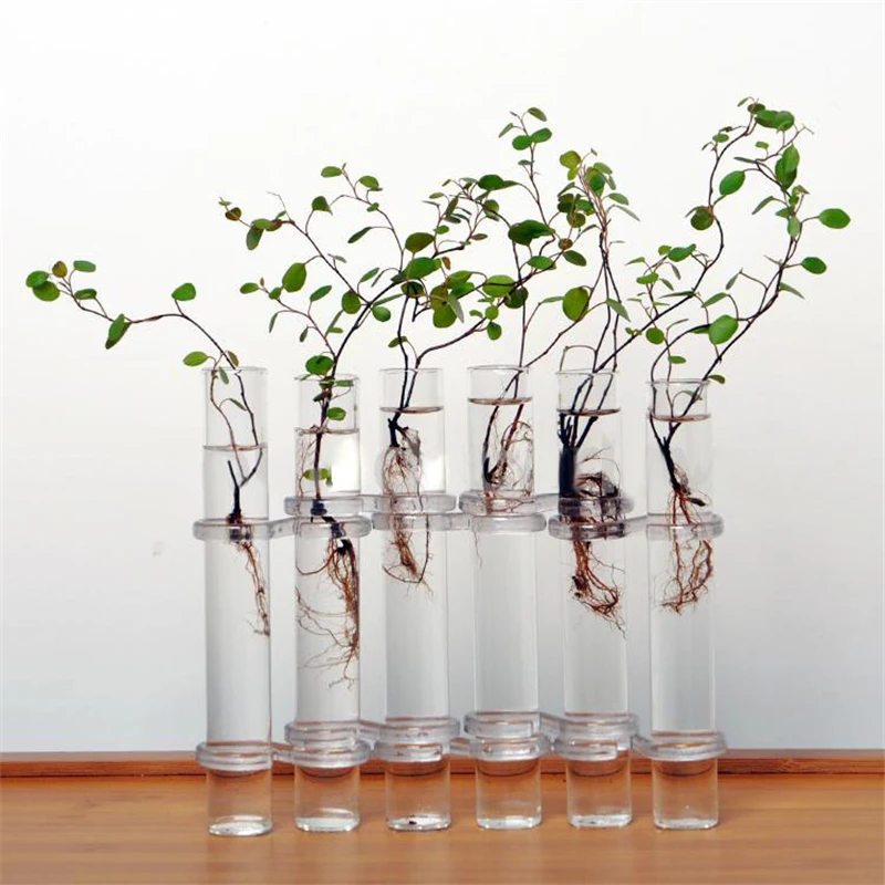 6 стеклянных трубок в форме Висячие емкости для гидропоники Цветочная ваза Террариум контейнер ручной работы в форме трубки прозрачная ваза для растений для дома Dec