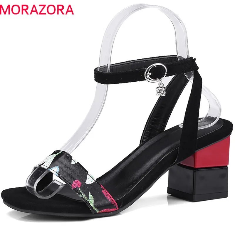 

MORAZORA 2018 new arrival women sandals fashion mixed colors summer shoes casual buckle dress shoes high heels shoes woman