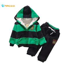Детские толстовки с капюшоном для мальчиков и девочек; зимний Бархатный спортивный костюм из искусственного меха для малышей; новая куртка; свитер; пальто и брюки; утепленные комплекты детской одежды