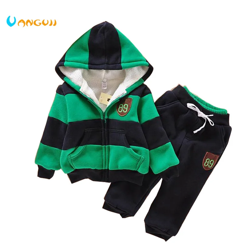 Boys Girls Children Hoodies Winter velvet Sherpa font b Baby b font Sports Suit New 2014
