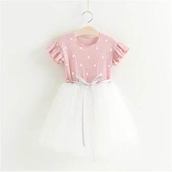 

Korean cute Dot Flying Sleeve Ball Gown Dress 2017 Fashion Girls Dress Kids Clothes for 2-6Y BBX