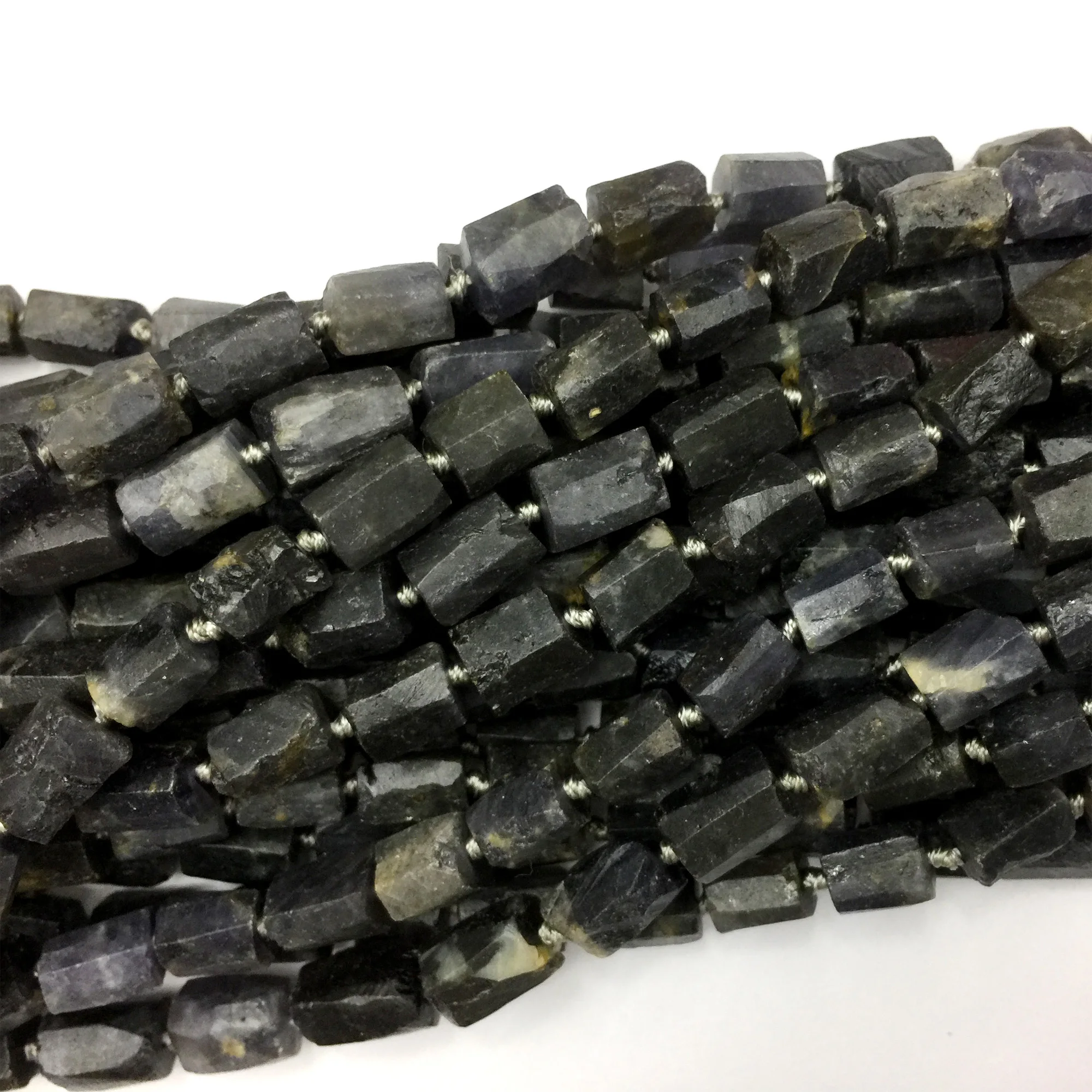 

Natural Genuine Raw Mineral Black Gray Iolite Nugget Free Form Loose Rough Matte Faceted Necklace Bracelet Jewelry Beads 06078