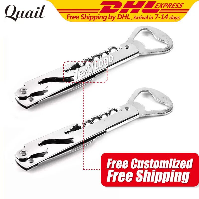 Quail All Stainless Steel Handle Multifunction Wine Bottle Open Beer Can Opener Free Personalize Name/Date/Text as Wedding Gifts | Дом и сад