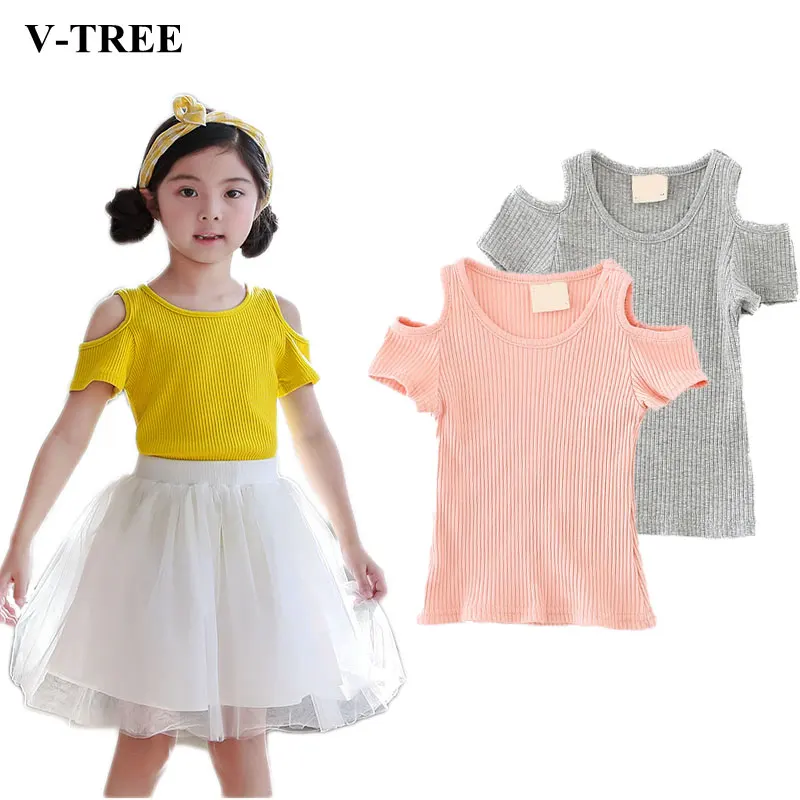 

Baby Girls T Shirt Thread Toddler T-shirt Strapless Tops For Children Candy Color Kids Blouse Baby Tees Clothing