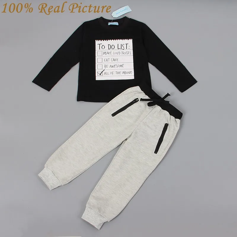 Bear Leader Baby boy clothes 2018 New Spring Dark Grey Long Sleeve t-shirt + casual long pants 2pcs suit kids clothes For 3-7Y 16