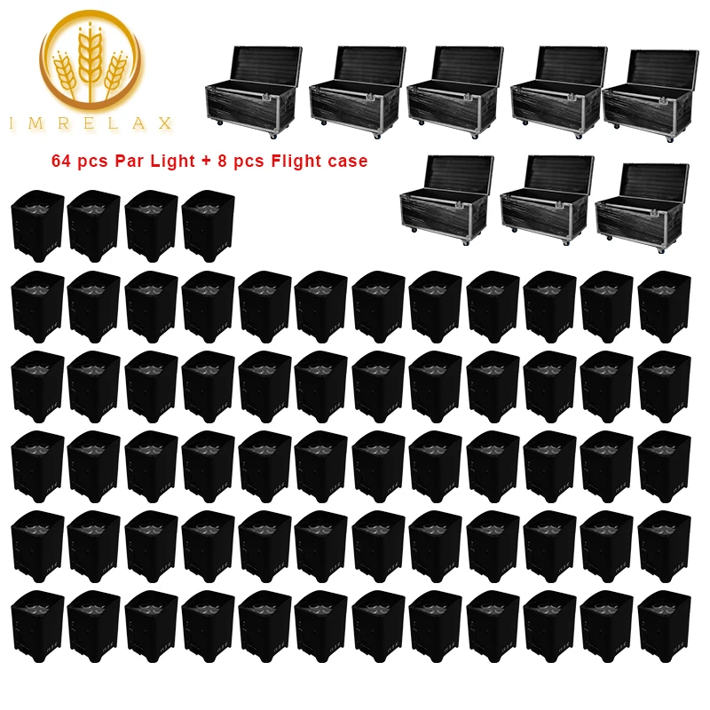 IMRELAX 64 шт. 4*18 Вт RGBWA + UV LED Par свет с футляром для танцевального пола Освещение сцены