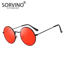 SORVINO ретро тонкие красные круглые солнцезащитные очки для женщин мужчин дизайнер 90s леди тощий стимпанк металлический круг солнцезащитные очки оттенки SP141