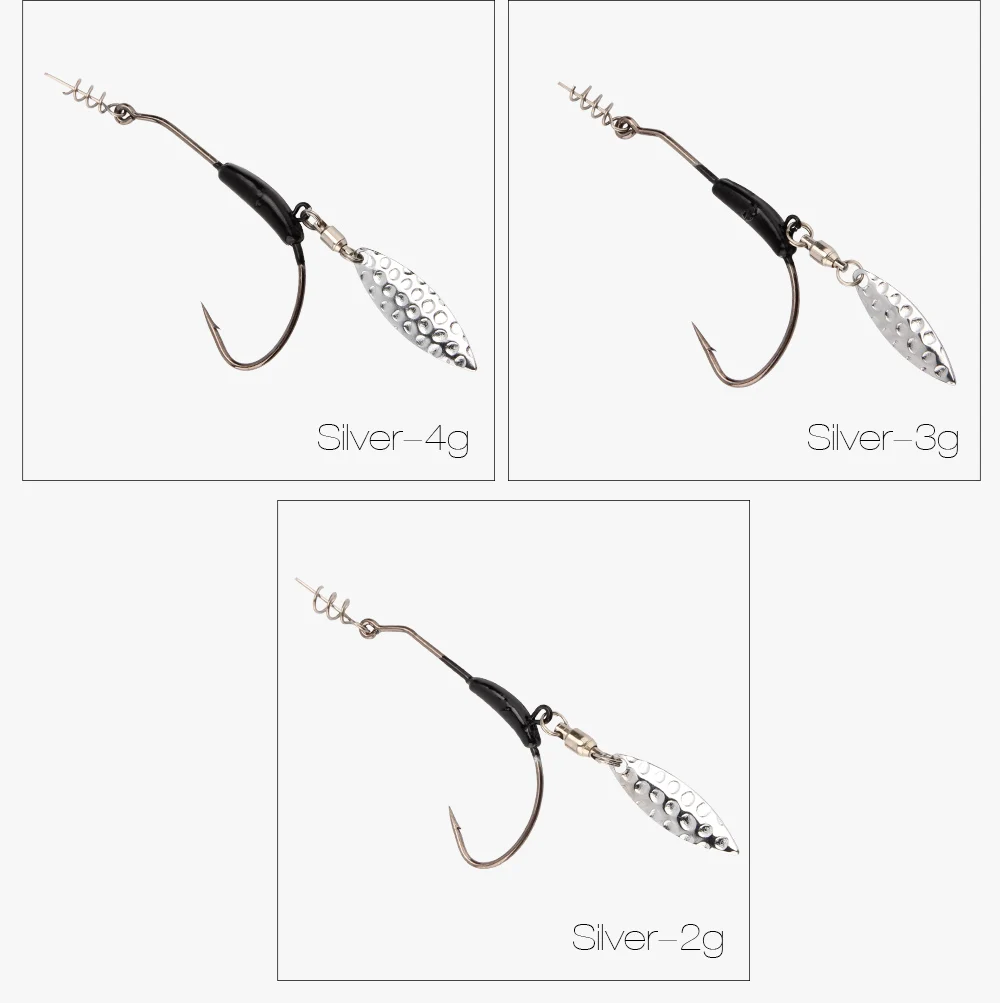 RoseWood 2g 3g 4g 7g 3pcsLot Sharp Crank Fishing Hooks GoldSilver Crank Jigging Hook Metal Spoon With Add Weight Lead Tools  (9)