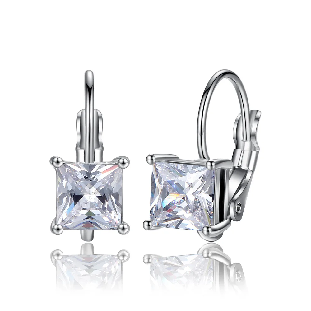 

2019 Personality Square Earring black pink red Crystal Zircon Ear Buckle Ear clip Earrings Dropshipping