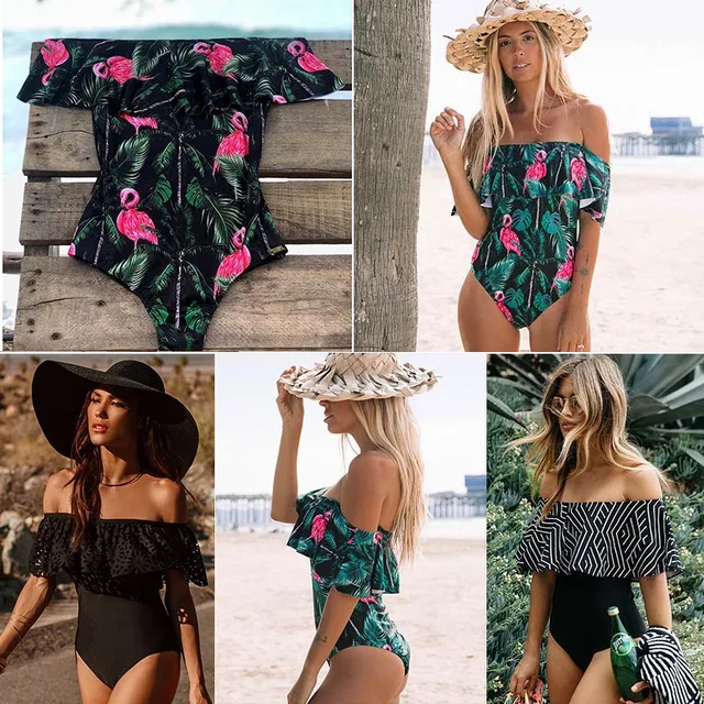 {Excellent|Wonderfull|Very Good|Very Recommended} 2019 New Ruffle Swimwear Women One Piece Swimsuit Female Bathing Suit Off Shoulder Bodysuit Push Up Monokini Swimsuit Biquini XL Limited Offers