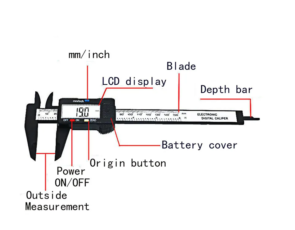 150 мм Пластиковый штангенциркуль цифровой электронный цифровой штангенциркуль микрометр с ЖК-дисплеем линейка глубина измерительные инструменты переключаемый метрический