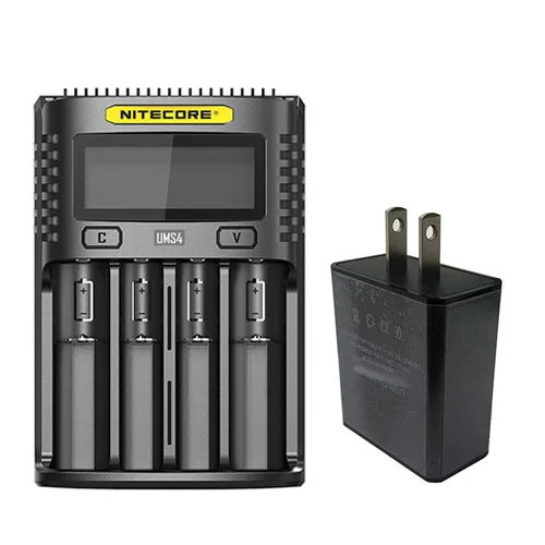 NITECORE UMS4 интеллектуальное четырехслотовое QC быстрое зарядное устройство 4A большой ток мульти-совместимое USB зарядное устройство - Цвет: UMS4  with US Plug
