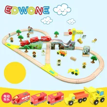 EDWONE 70 шт. набор треков Томас Электрический поезд цветной мост деревянная железная дорога Томас рождественские подарки для детей