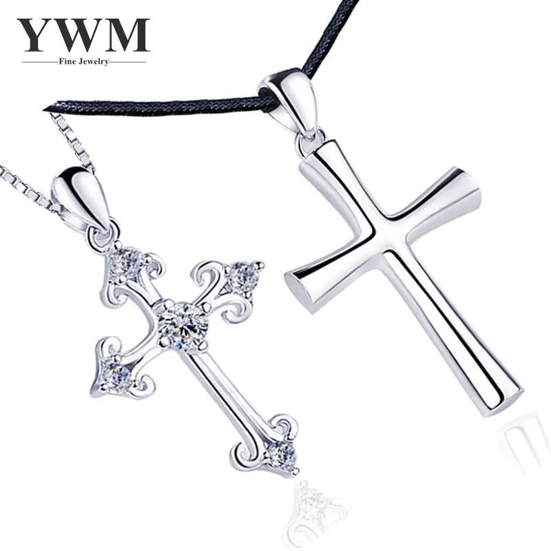 

925 Sterling Silver Cross Pendant Clavicle Chain Couple Fashional Jewelry for Women Men Lover Wedding Party Valentine's Day Gift