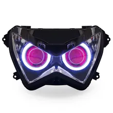 KT Headlight for Kawasaki Z800 2013-2016 LED Angel Eye Red Demon Eye Motorcycle HID Projector Assembly 2014 2015