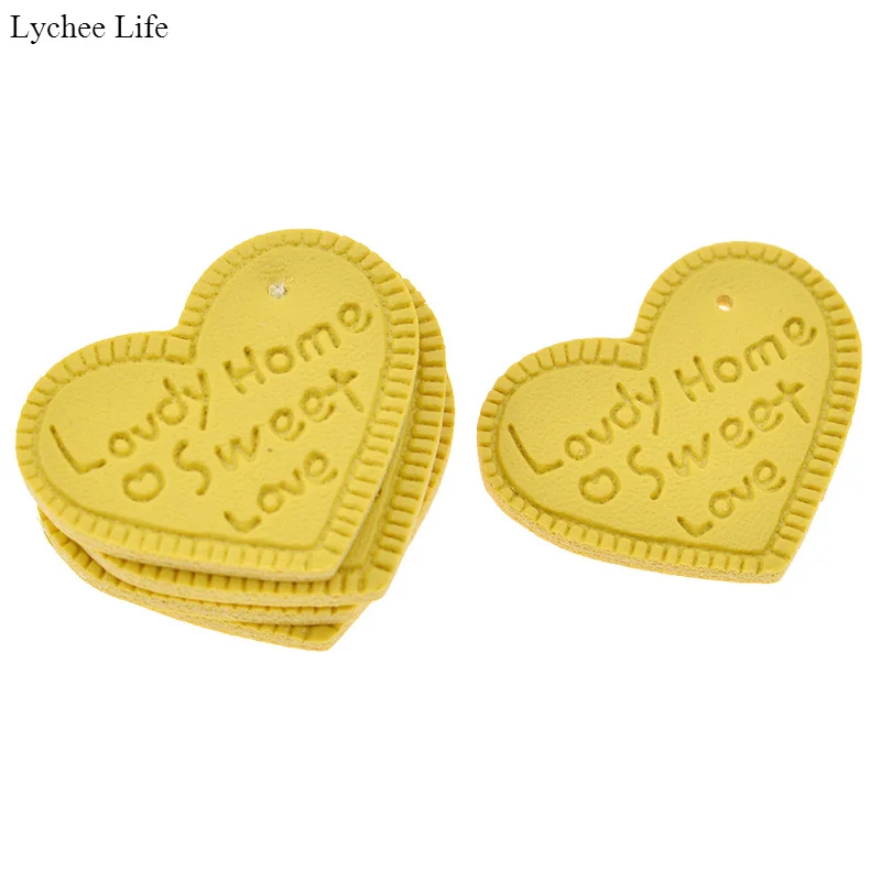 

Lychee Life 20pcs/pack Letter Embossed PU Leather Labels For Grils Garment Decoration DIY Hand Sew-On Tag Clothes Accessories