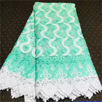 

African Lace Fabric 2019 High Quality Lace Aqua Green African Guipure Cord Lace Embroidery Nigerian Wedding Lace Fabric