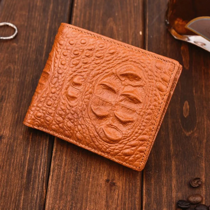 

Embossing Fashion New Solid Color Men Short Wallet Men Crocodile Series Wallet Dark Buckle Coin Holder billetera hombre 2019 New