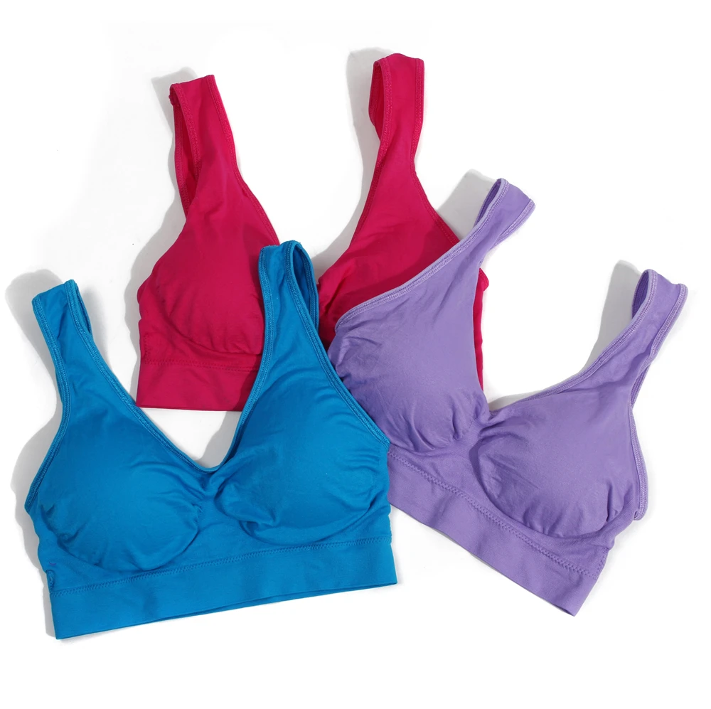 

3pcs/set Plus Size Push Up Sports Bra for women Seamless Breathable Fitness Tanks Bra With Padded BH Wireless Underwear Bra 2020