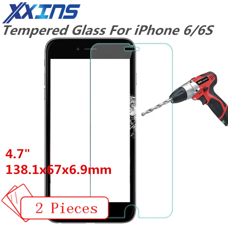 XXINS 2 шт закаленное стекло для iPhone 6 6S i6 i6S iphone6 6A A1586 Защитная пленка экрана телефона