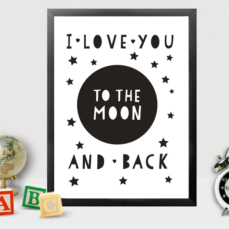 I Love You to the Moon and Back Canvas Painting Nursery Wall Art Poster Scandinavian Pop Prints ...
