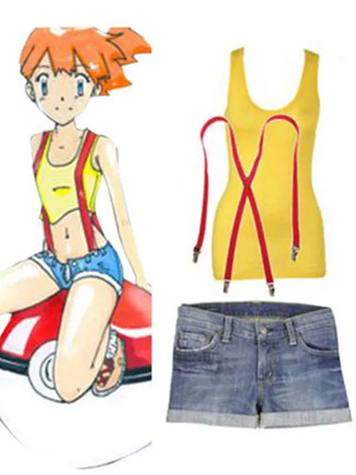 Kan tailored Anime Pocket Monster Cosplay Misty Man Vrouw Halloween Cosplay Kostuum S-3XL Kan tailored Anime Pocket Monster Cosplay Misty Man Vrouw Halloween Cosplay Kostuum S-3XL