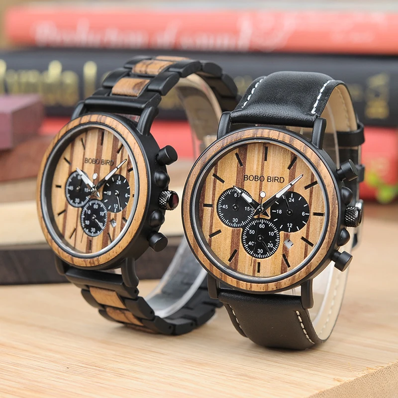 reloj hombre BOBO BIRD Men Watch Wood Watches Women Timepieces Chronograph Military Quartz Wristwatches relogio masculino