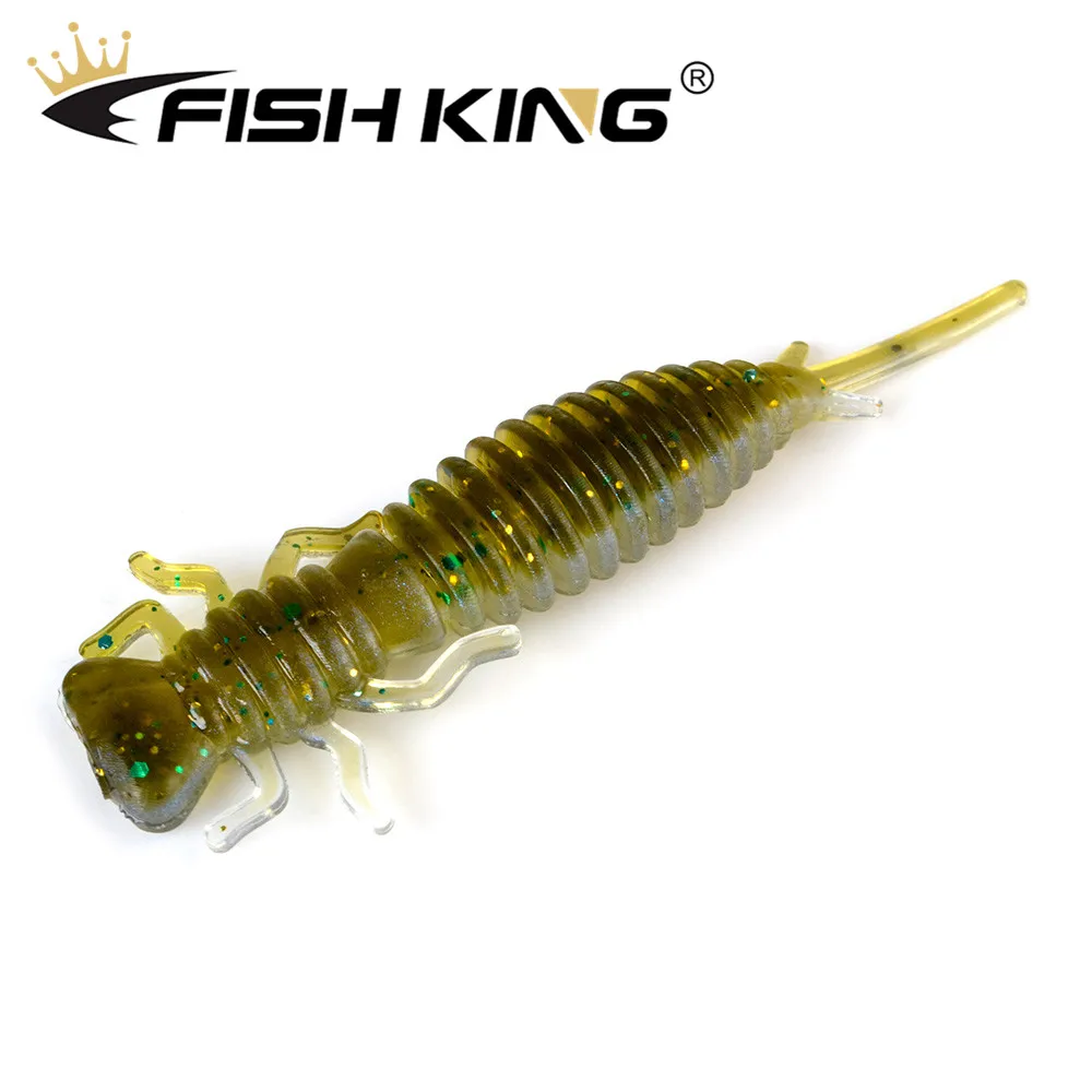 

FISH KING Larva Soft Lures 50mm 76mm 89mm Artificial Lures Fishing Worm Silicone Minnow Bass Pike Swimbait Jigging Plastic Baits