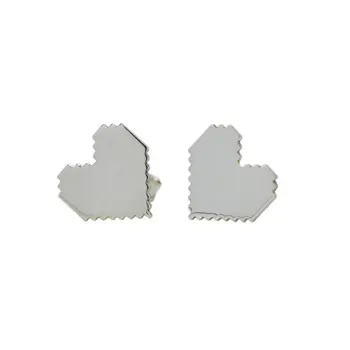 

Fashion Pixel heart earrings silver heart stud earrings for women