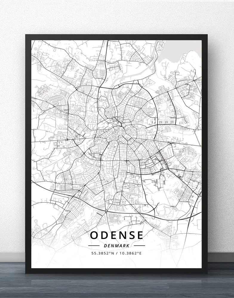 Копенгагенская карта Odense Дания плакат|Рисование и каллиграфия| |