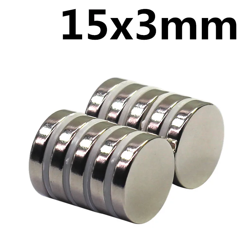 

10pcs 15 * 3mm super strong neodymium magnet N35 disc permanent magnet rare earth art process neodymium iron boron magnet
