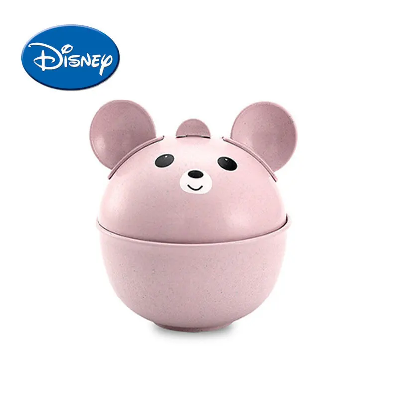 

Disney Children Feed Tableware Wheat Straw Baby Food Bowl Spoon Bring Cover Suit Defence Fall Portable Cartoon Food Bowl
