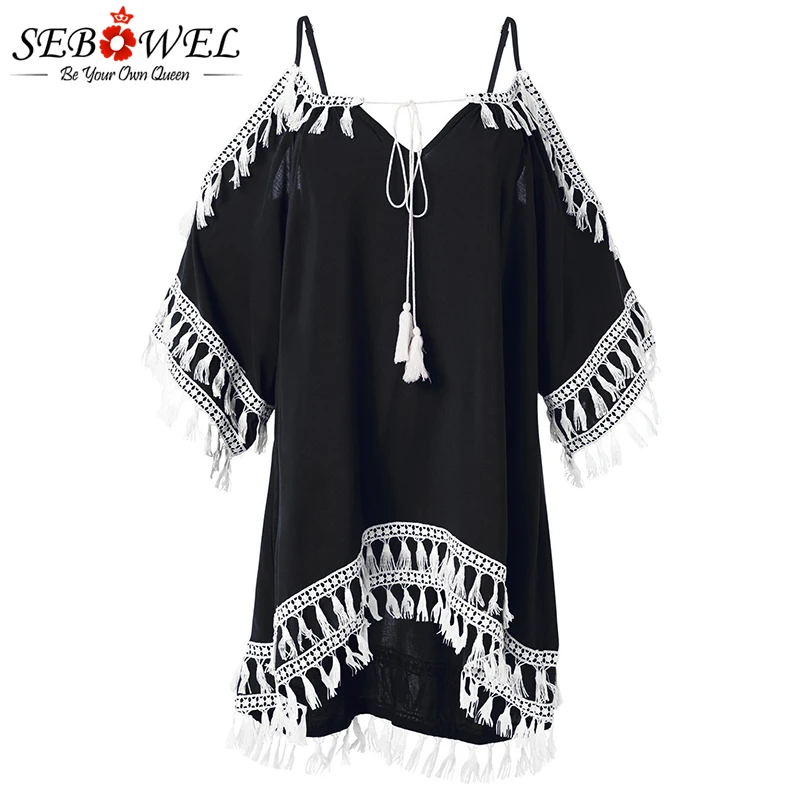 Black-Boho-Tassel-Tunic-Cover-up-LC420080-2-3
