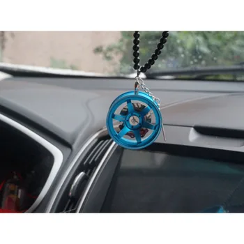 

Car Ornament Pendant Metal Wheel Hub Flywheel Hanging Auto Interior Rear View Mirror Decoration Dangle Trim Accessories