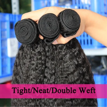 Kinky Straight Hair Brazilian Virgin Hair Weave Bundles Coarse Yaki 100% Human Hair Bundles 3 Dolago Hair Products Extensions 3
