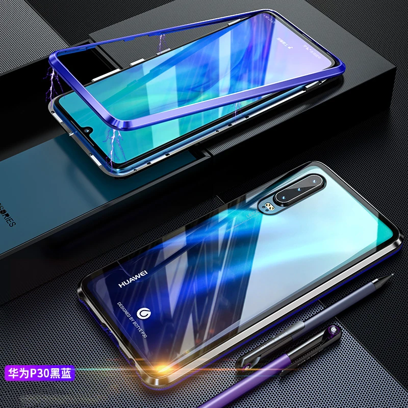 Чехол для Huawei P30 Pro с магнитной адсорбцией алюминиевый металлический бампер ЧПУ