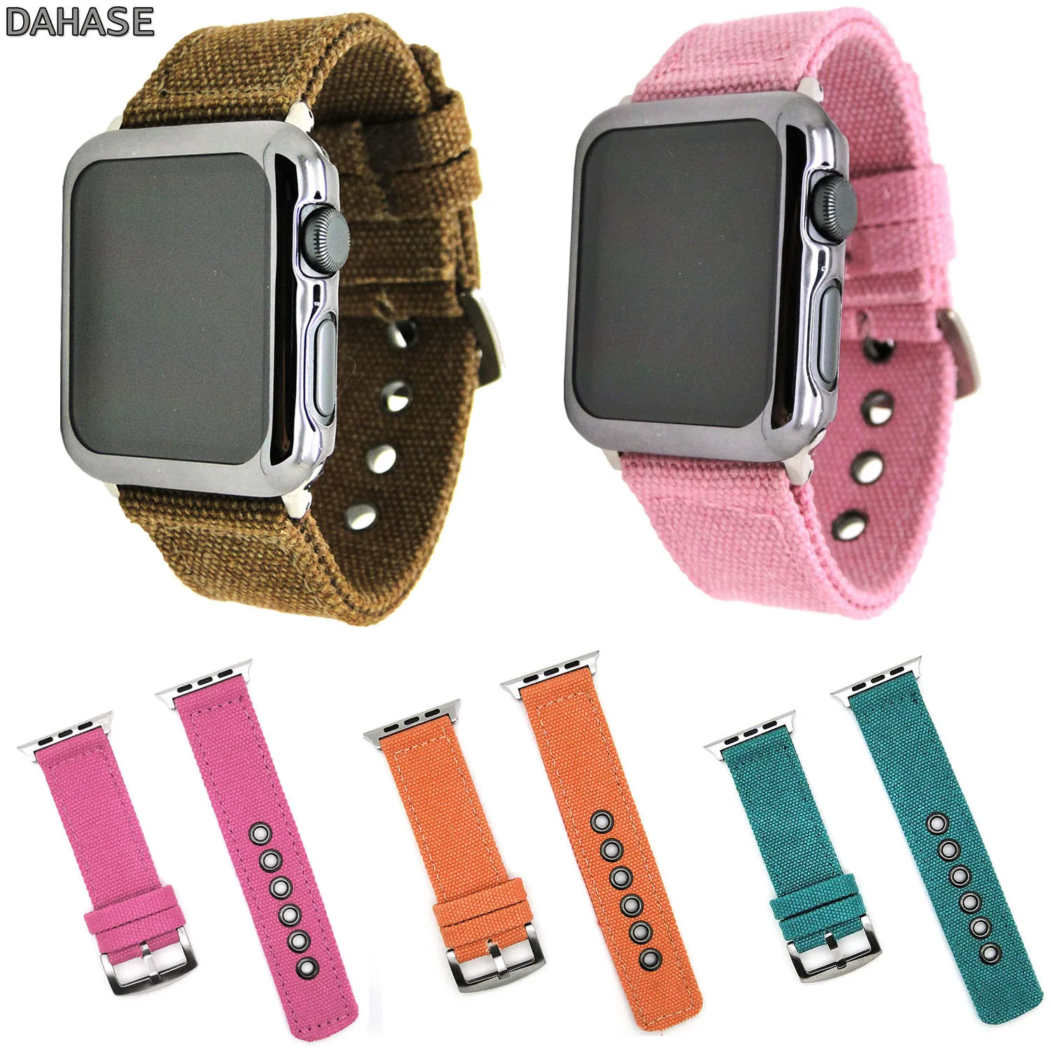 

DAHASE Sports Canvas Fabric Watch Strap for Apple Watch Series 1 2 3 Band 42mm 38mm Bracelet Watchbands for iWatch Accessories