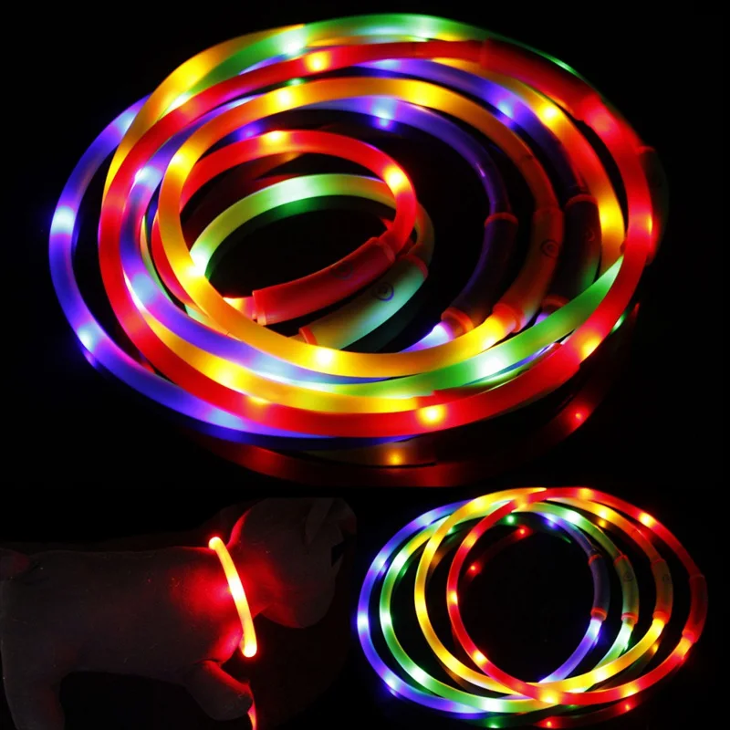 

Pet Dog Collar Led USB Charging Glowing Rechargeable Tube Flashing Collars Luminous Puppy Dog Led Light Night Safety Collar