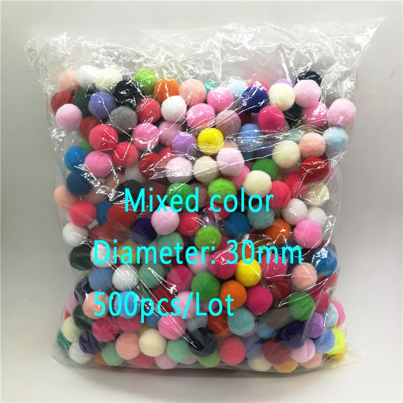 

30mm Mixed Color Pompom Balls Handmade for Children Toys/Early Learning/Cellphone/Cloth/Kindergarten Diy Making Accessories
