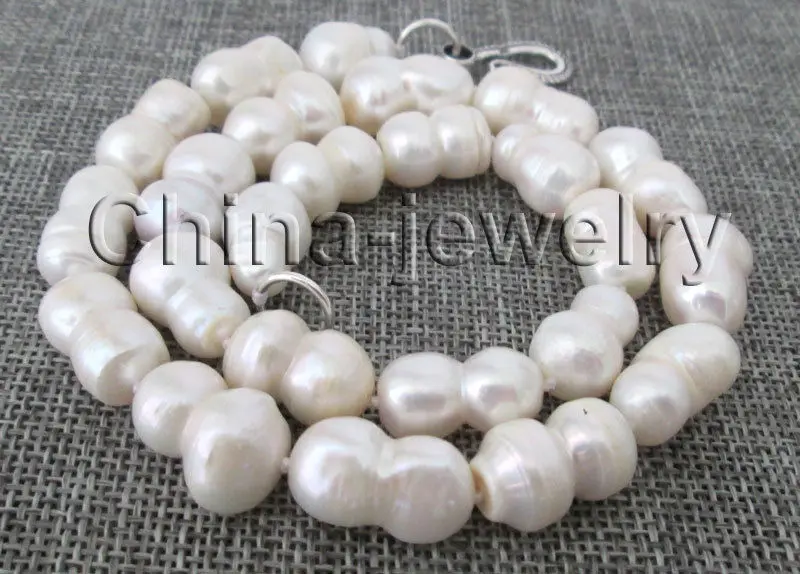 

18" 16-20mm natural white baroque freshwater pearl necklace
